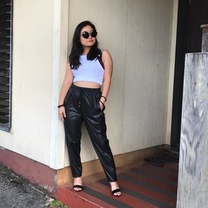 Kendall Kylie Faux Leather Jogger Pants 